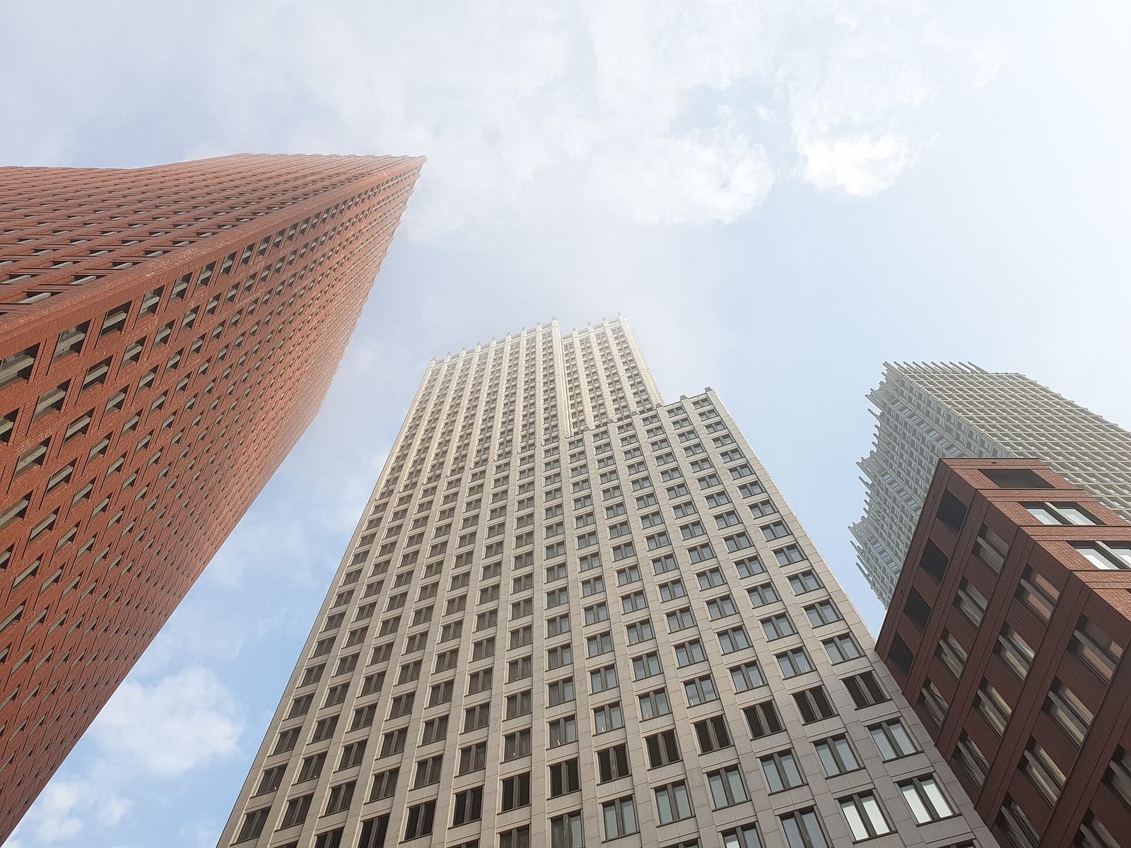 Government office towers in The Hague seen from below