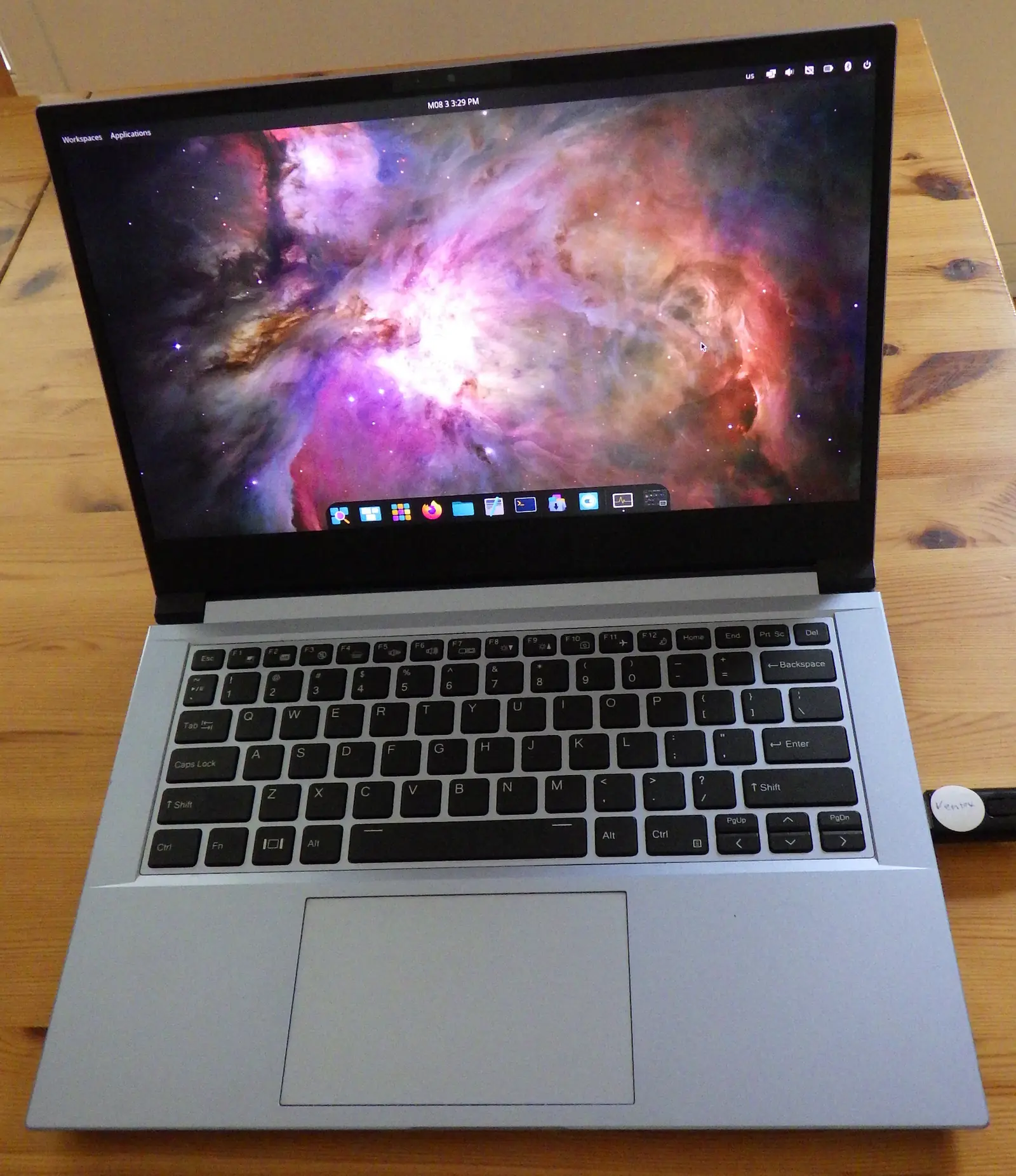 A laptop running a Linux desktop