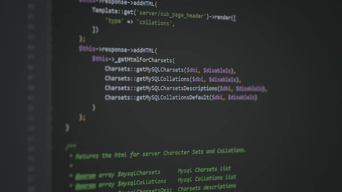 Source code open in a code editor on a computer screen
