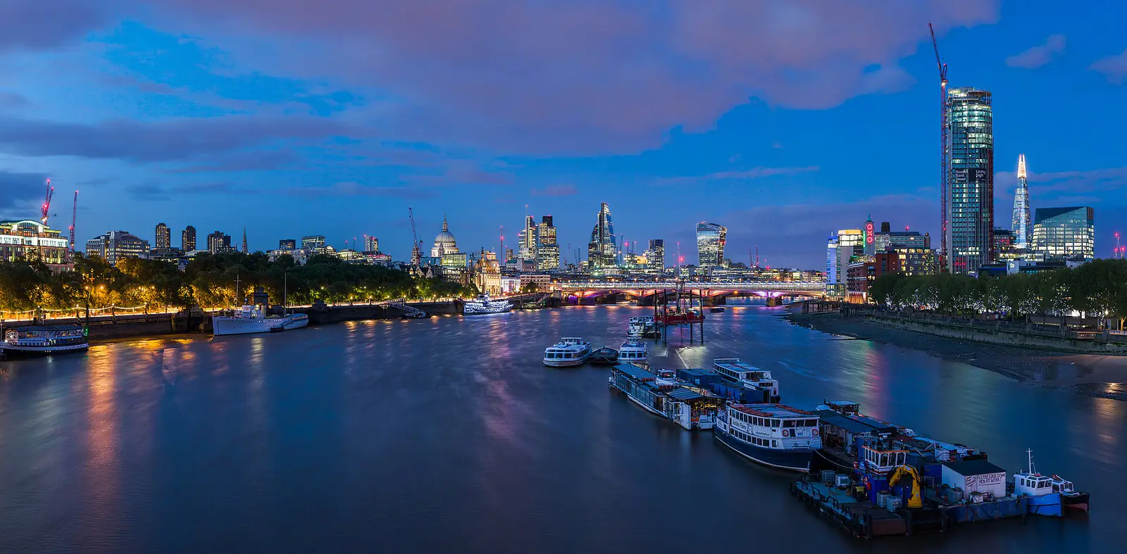 The London skyline seen from Waterloo Bridge